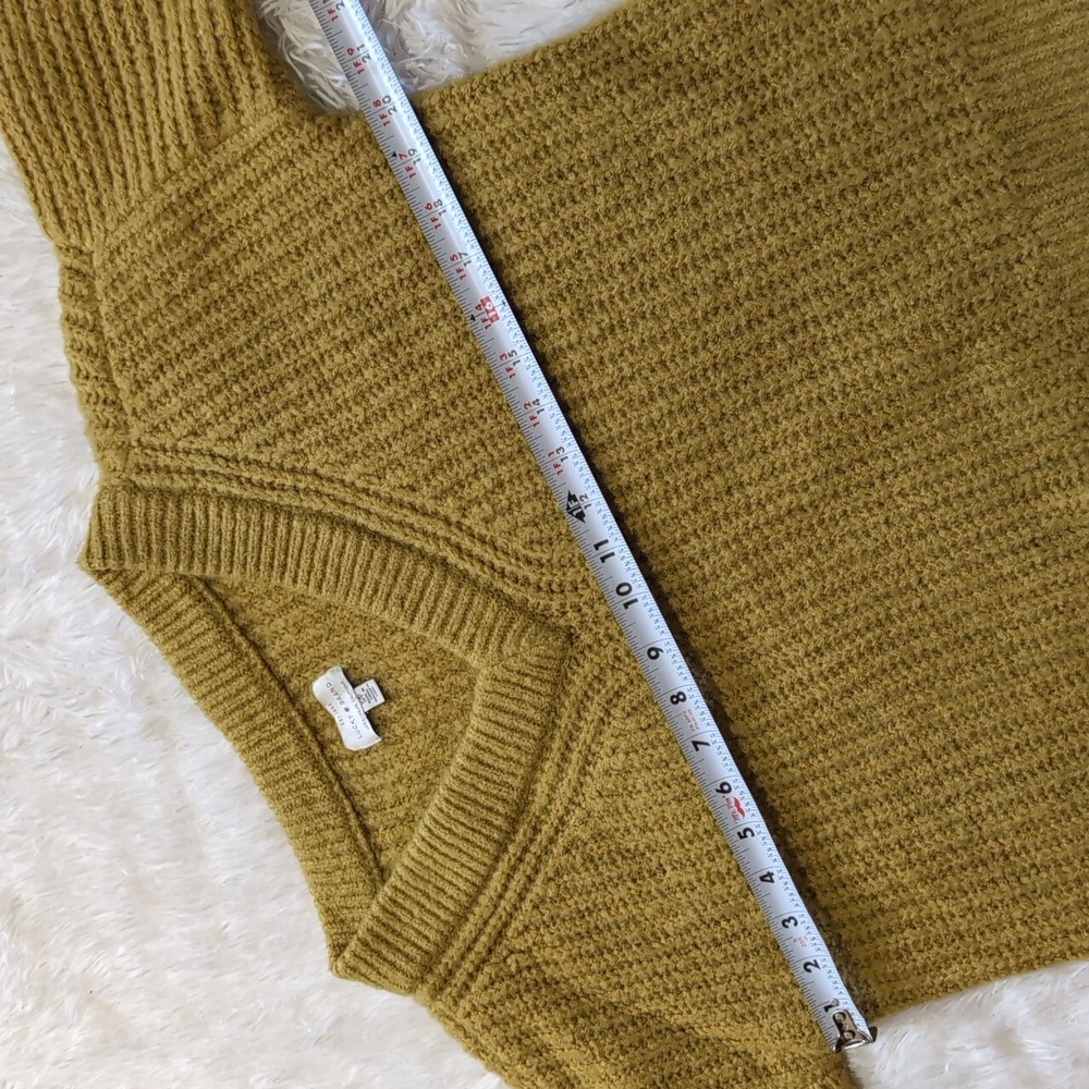 Lucky Brand Fuzzy Knit Yellow-Green V Neck Oversized Sweater Size Small - Picture 7 of 8